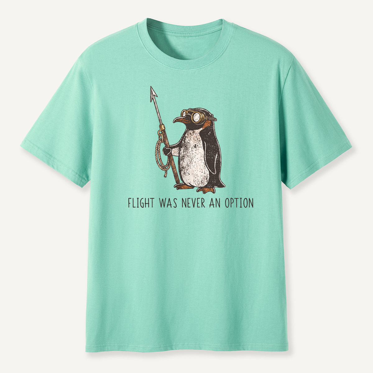 Flight Was Never An Option Aviator Harpoon Penguin T-Shirt