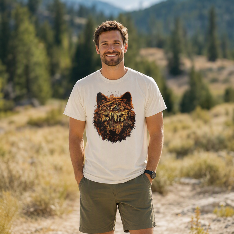 Double Exposure Wolf Forest T-Shirt