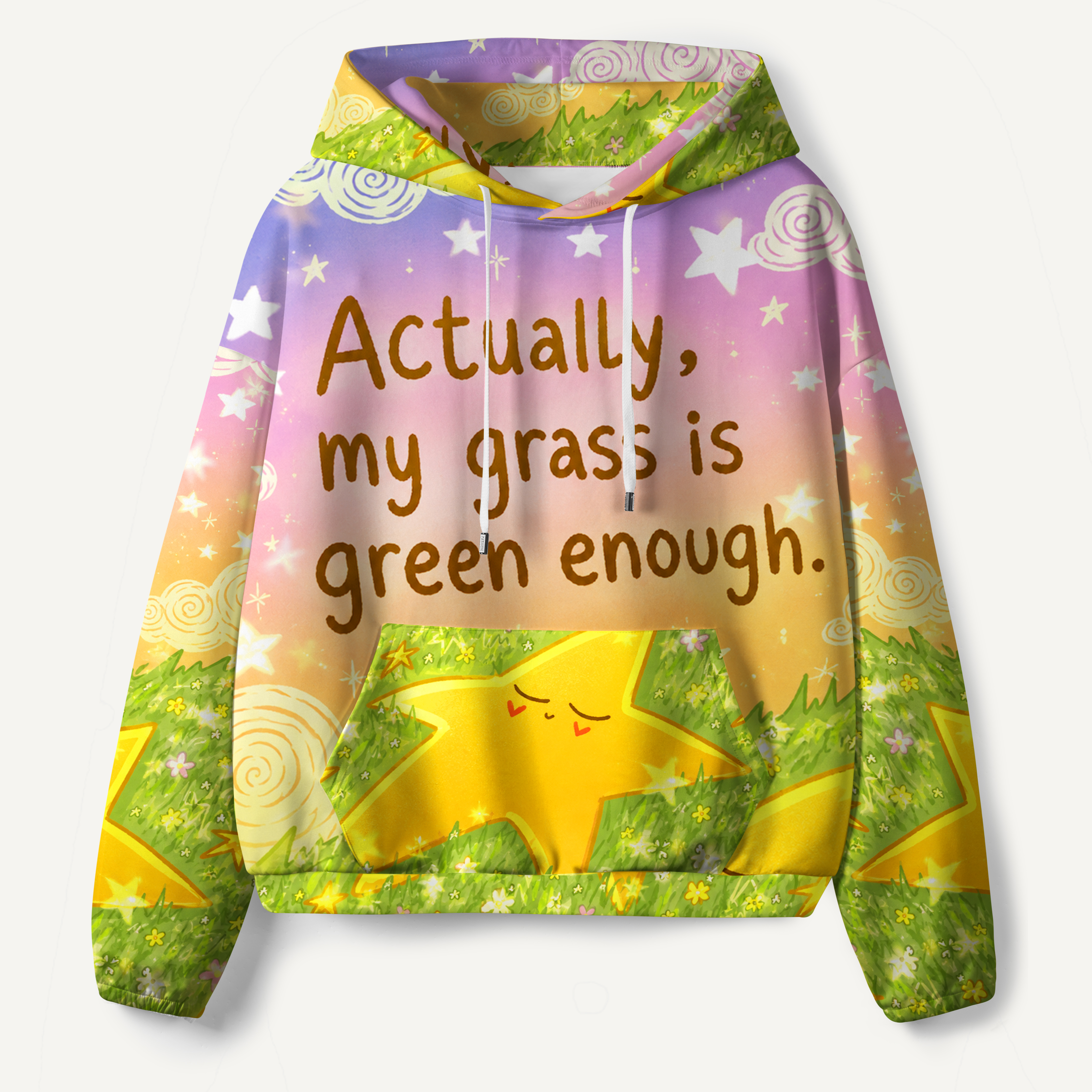 Actually My Grass Is Green Enough All-over Printed Hoodie