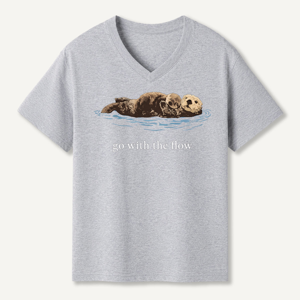 Go With The Flow Sea Otter Wildlife Nature V-neck T-Shirt