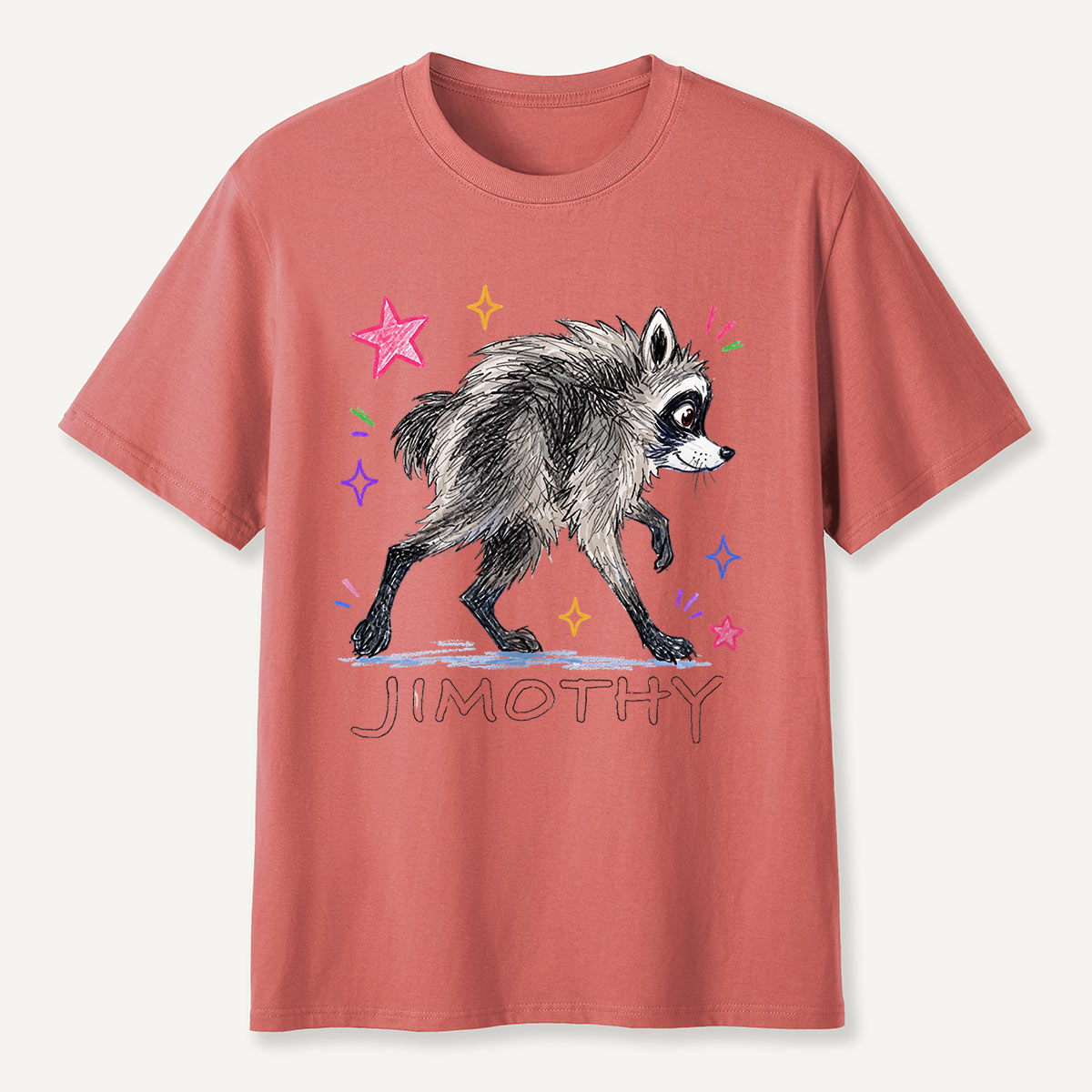 Jimothy Colorful Stars Playful Raccoon  T-Shirt