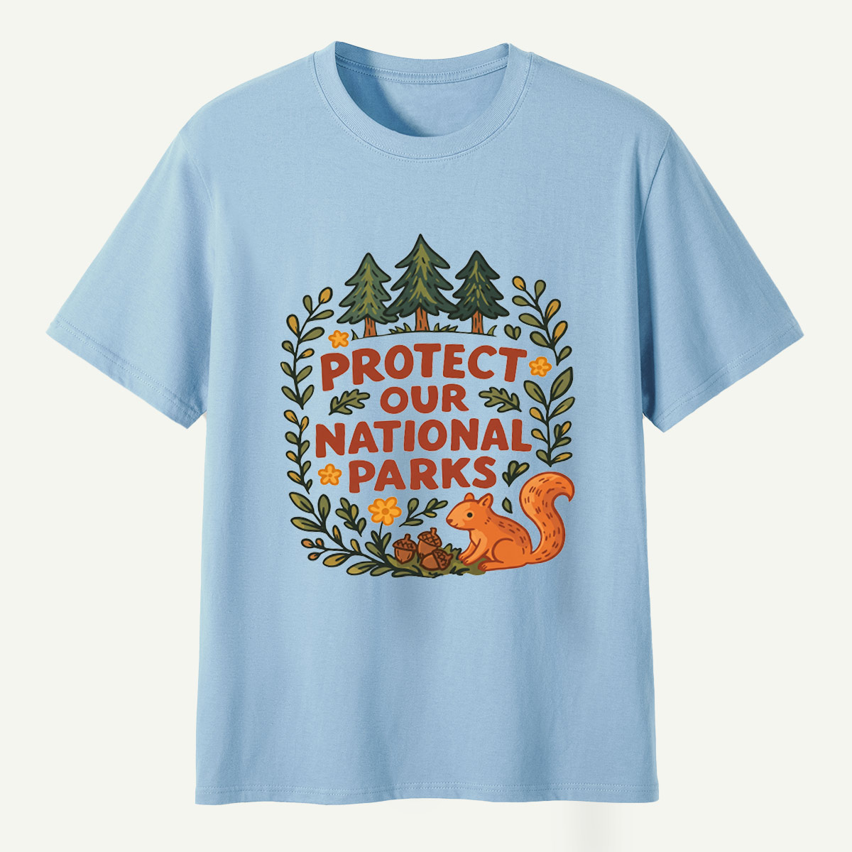 Protect Our National Parks Woodland Squirrel Wreath T-Shirt