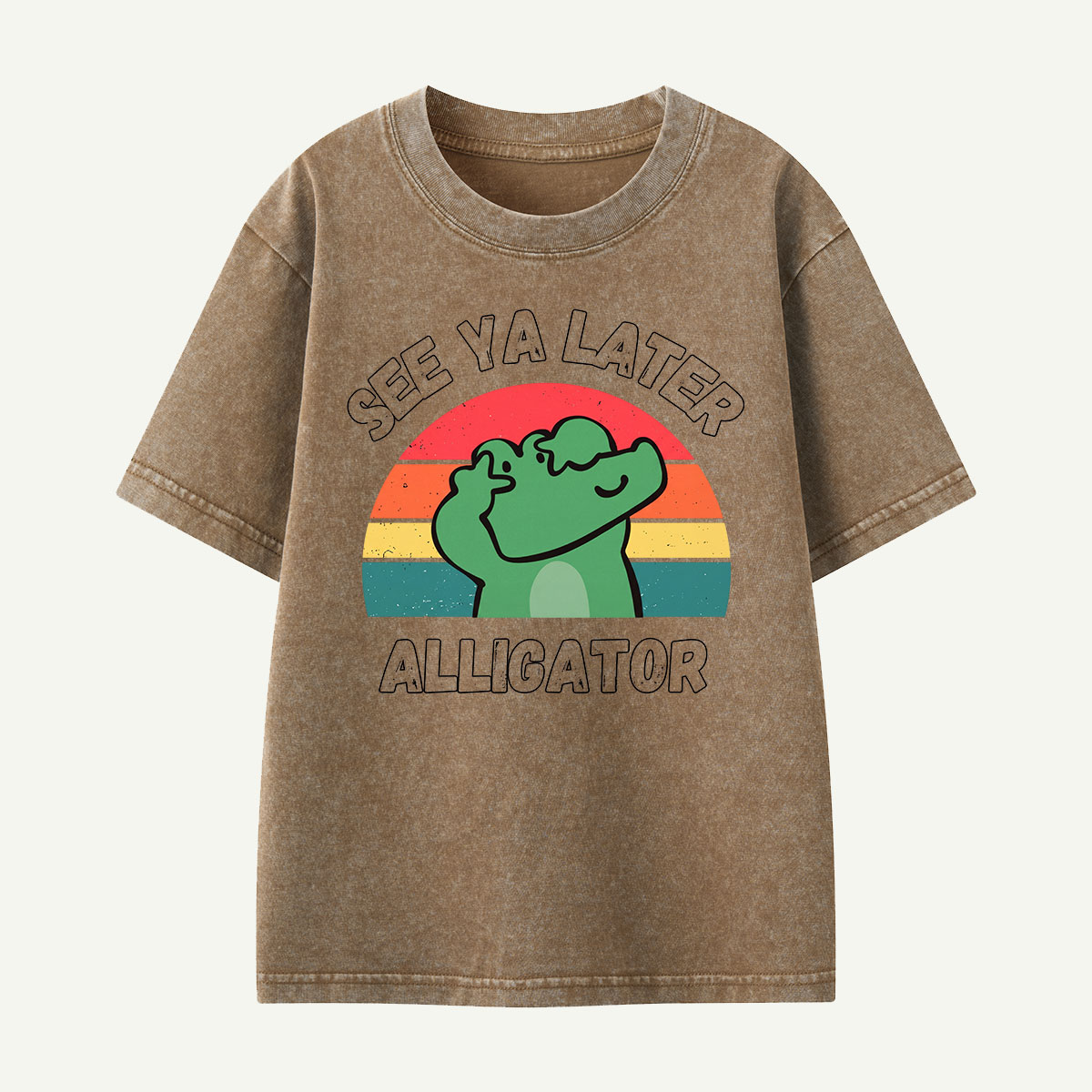 See Ya Later Alligator Retro Kids Washed T-Shirt