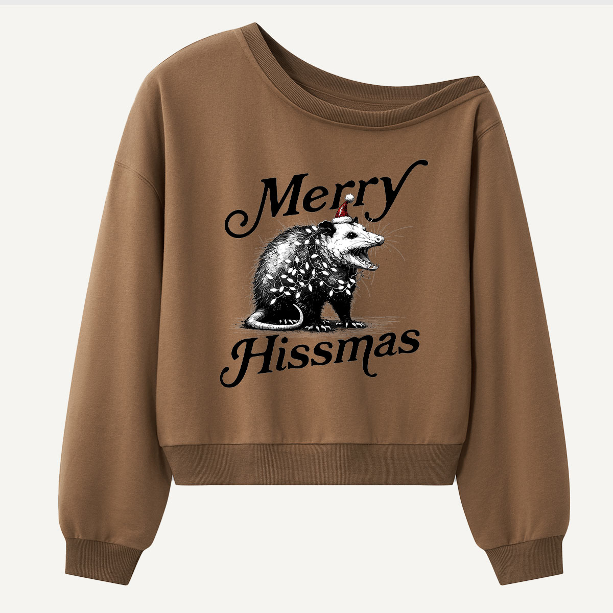 Merry Hissmas Armadillo Christmas Women Off Shoulder Sweatshirt