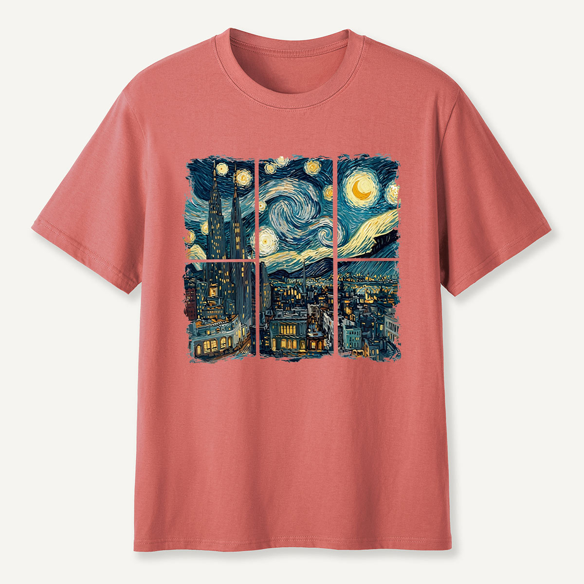 Swirl Night Sky Cityscape T-Shirt