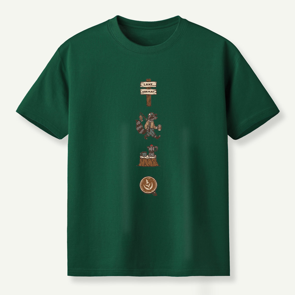 Lake Norman Raccoon Fishing And Coffee T-Shirt
