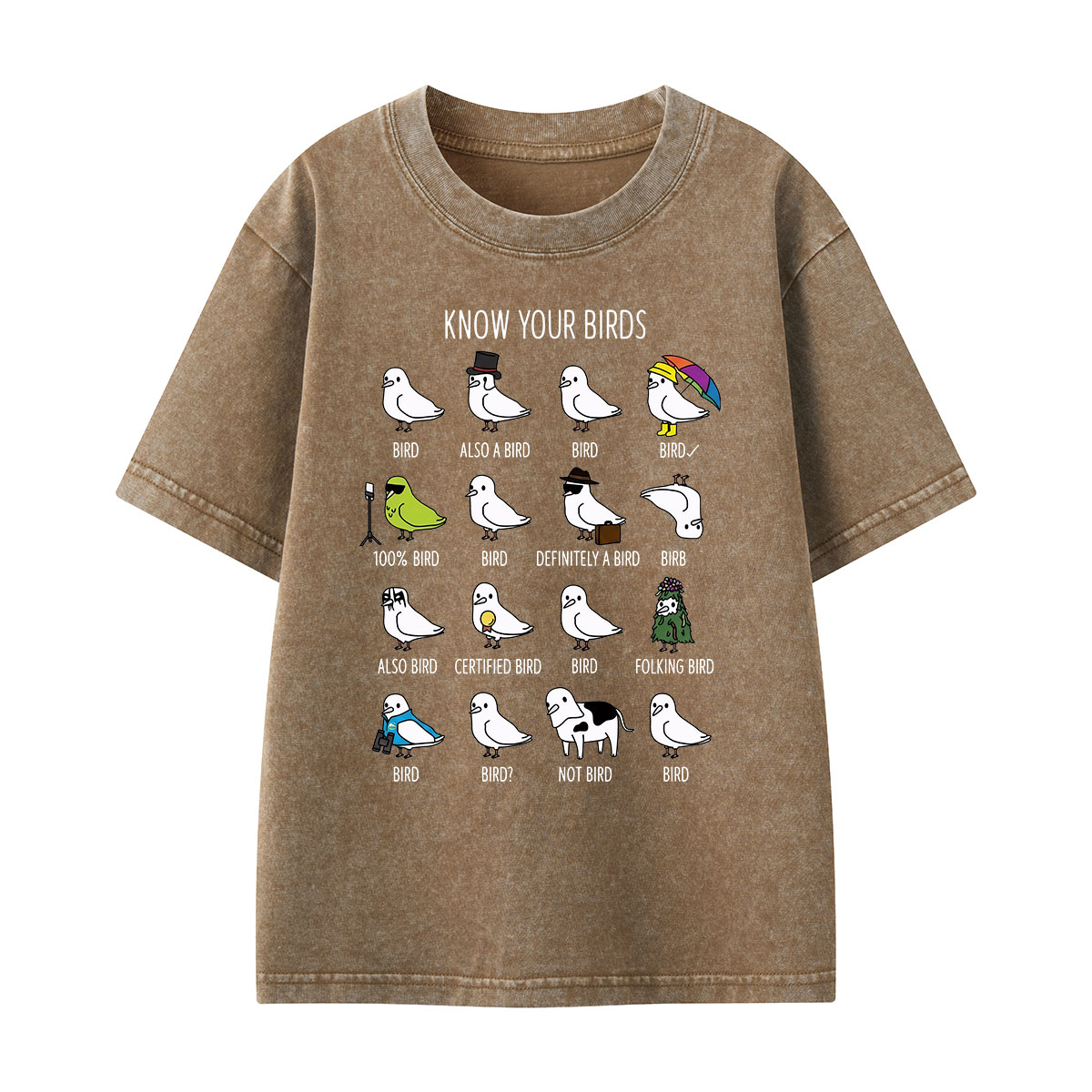 Know Your Birds Bird Chart Kids Washed T-Shirt