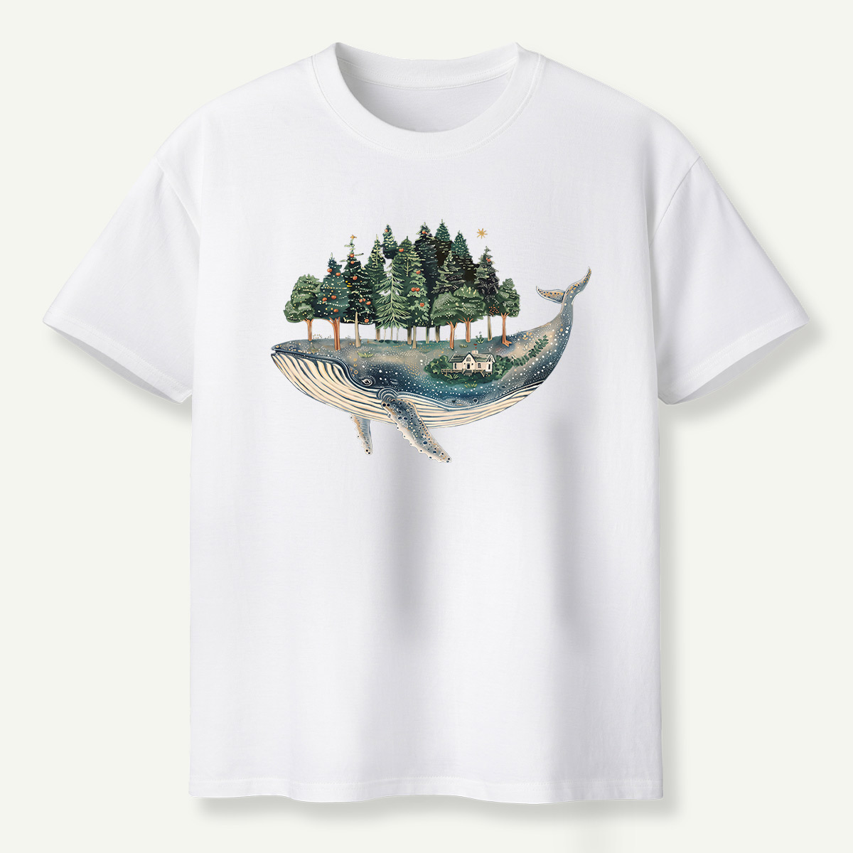 Whale Carrying A Moonlit Forest T-Shirt