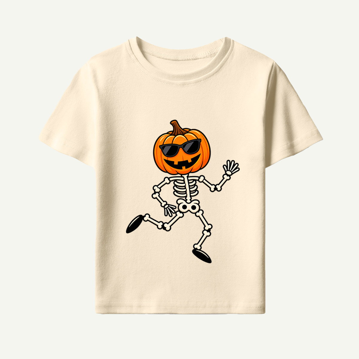 Cool Pumpkin Skeleton Running Kids T-Shirt
