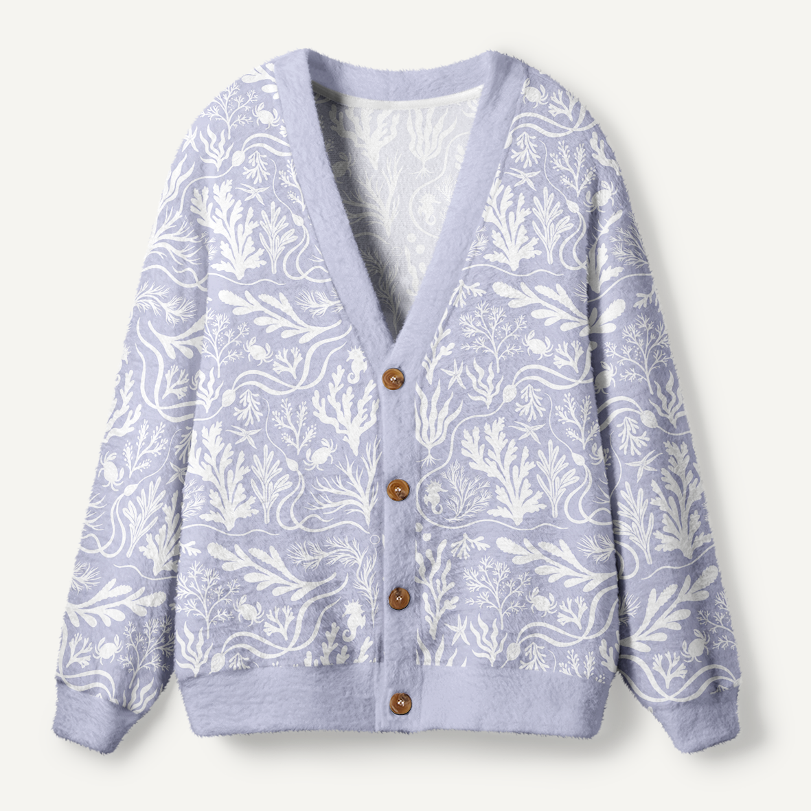 Dreamy Underwater Garden Coral And Seaweed Botanical Art Ugly Cardigan Sweaters