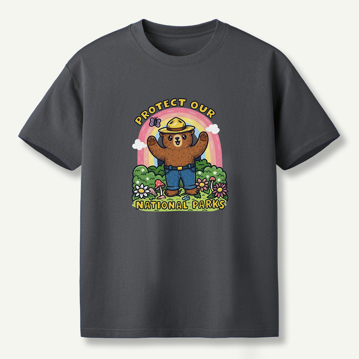 Protect Our National Parks Ranger Bear Garden Scene T-Shirt