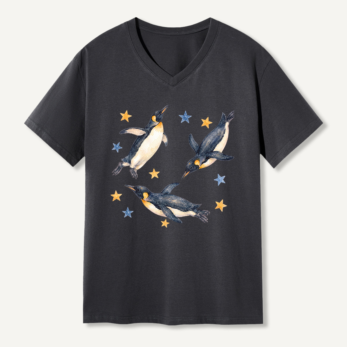 Flying Penguins Among The Stars V-neck T-Shirt