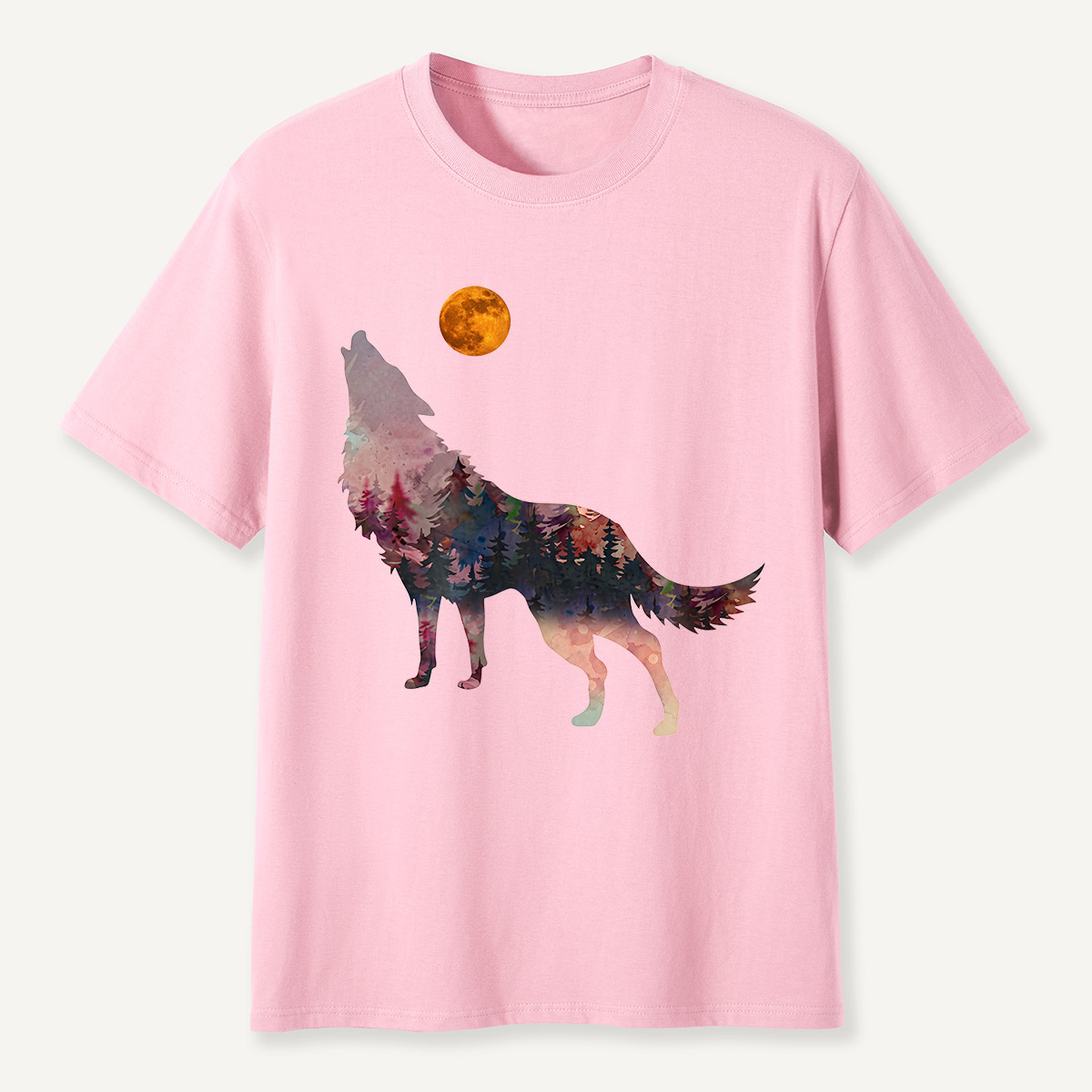 Howling Wolf Double Exposure Forest T-Shirt