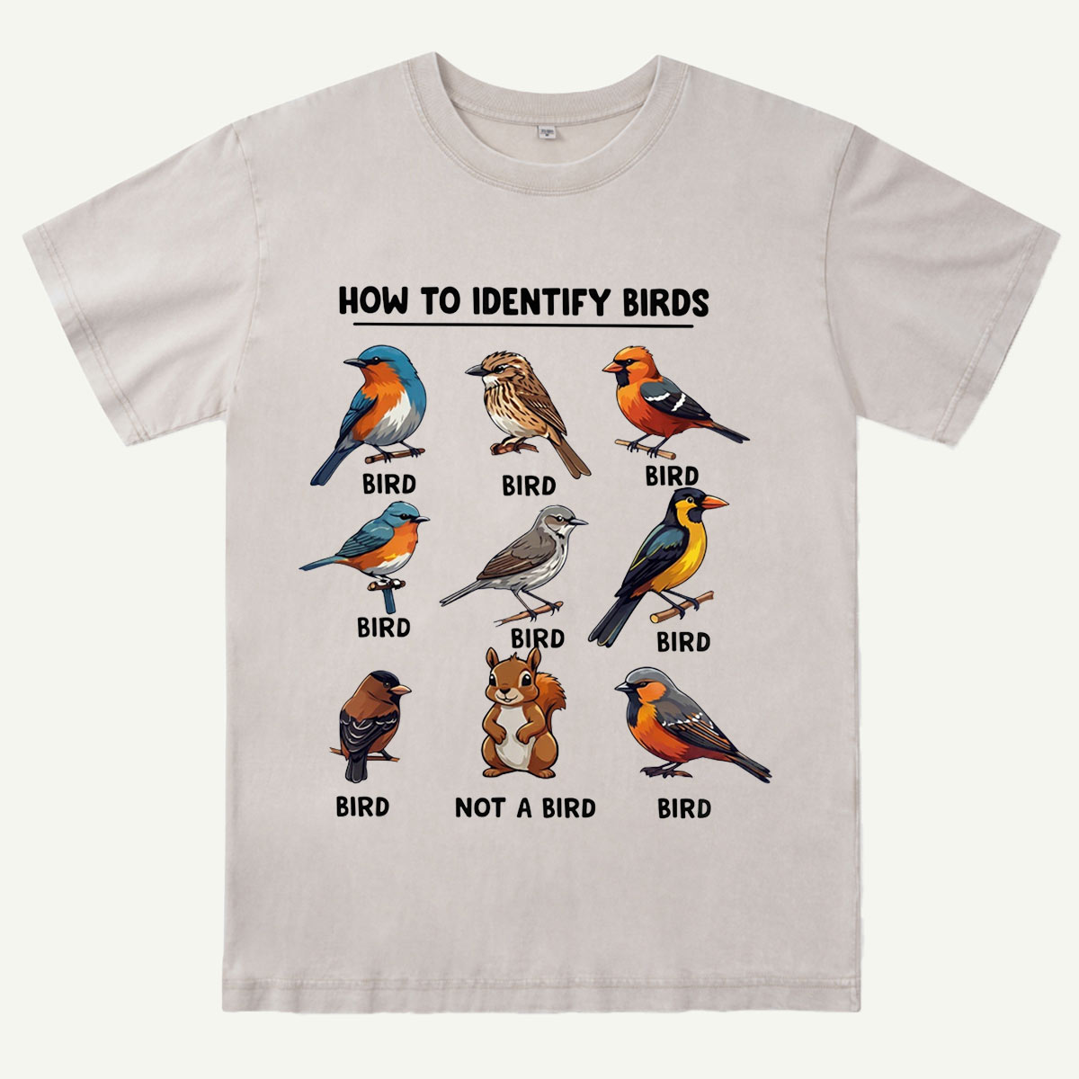 Funny Bird How to Identify Birds Washed T-Shirt