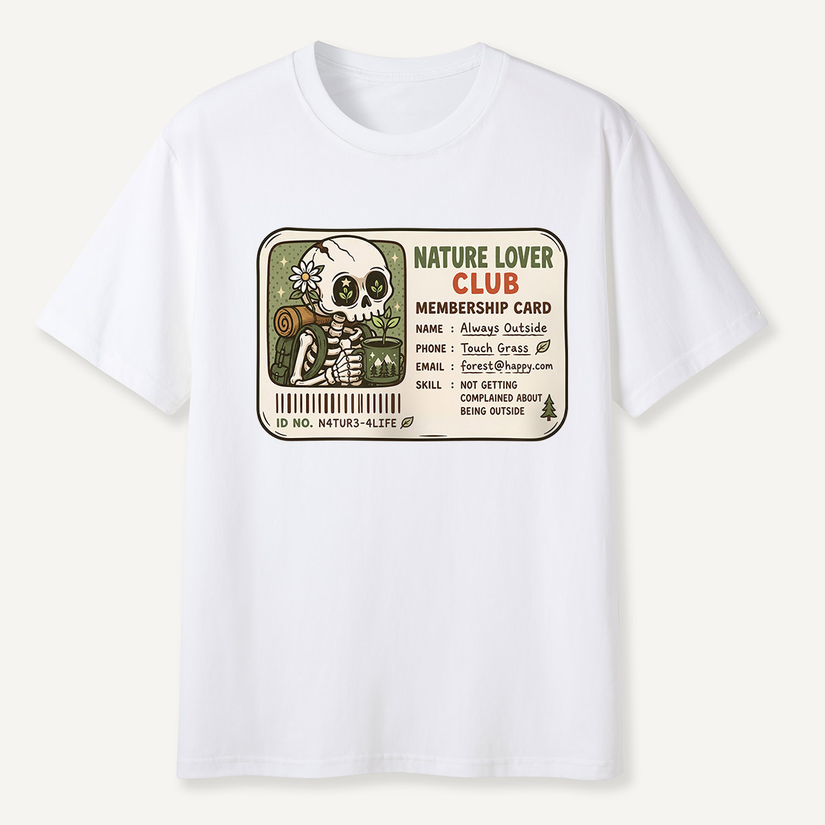 Nature Lover Club Skeleton Membership Card T-Shirt