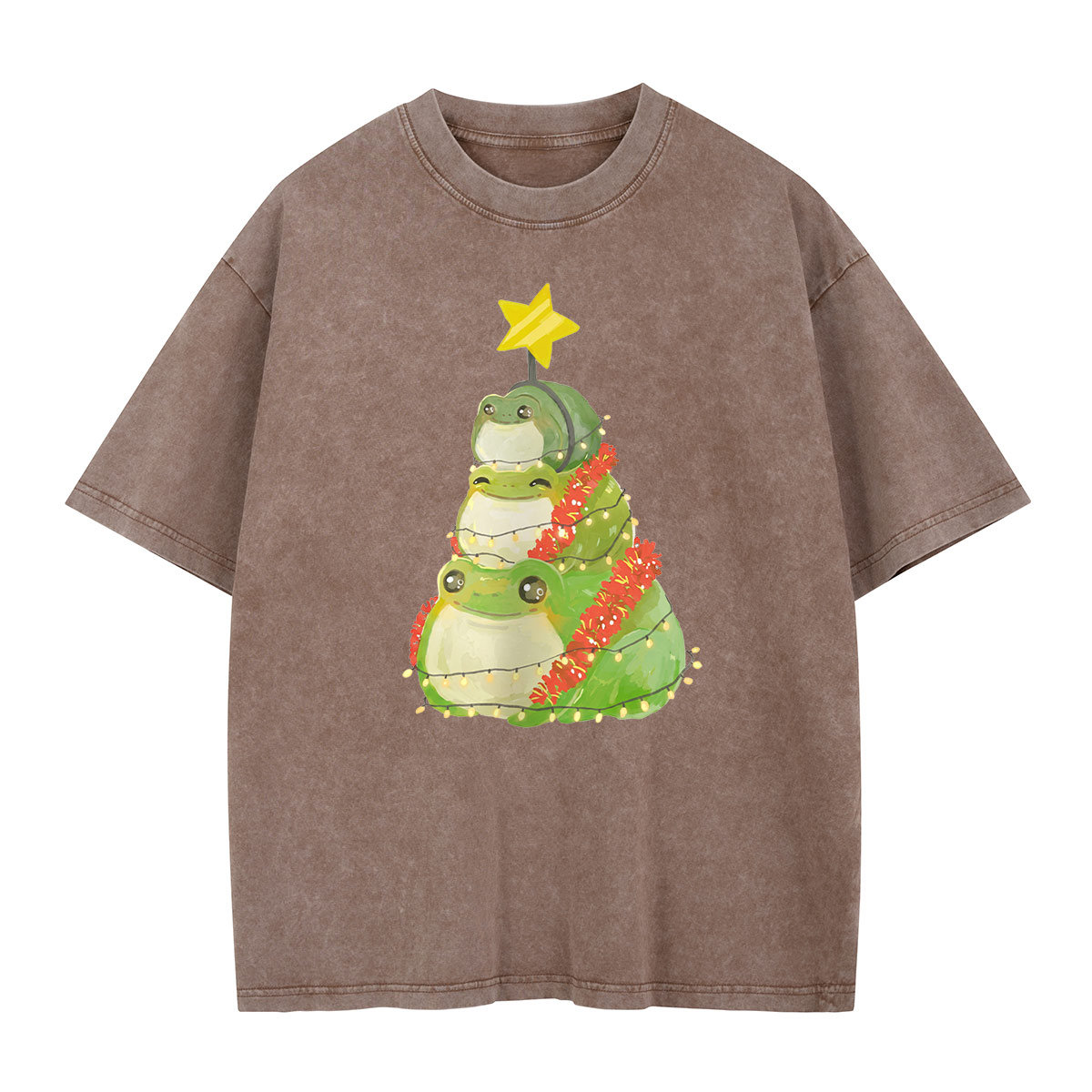 Frogs Around the Christmas Tree Washed T-Shirt