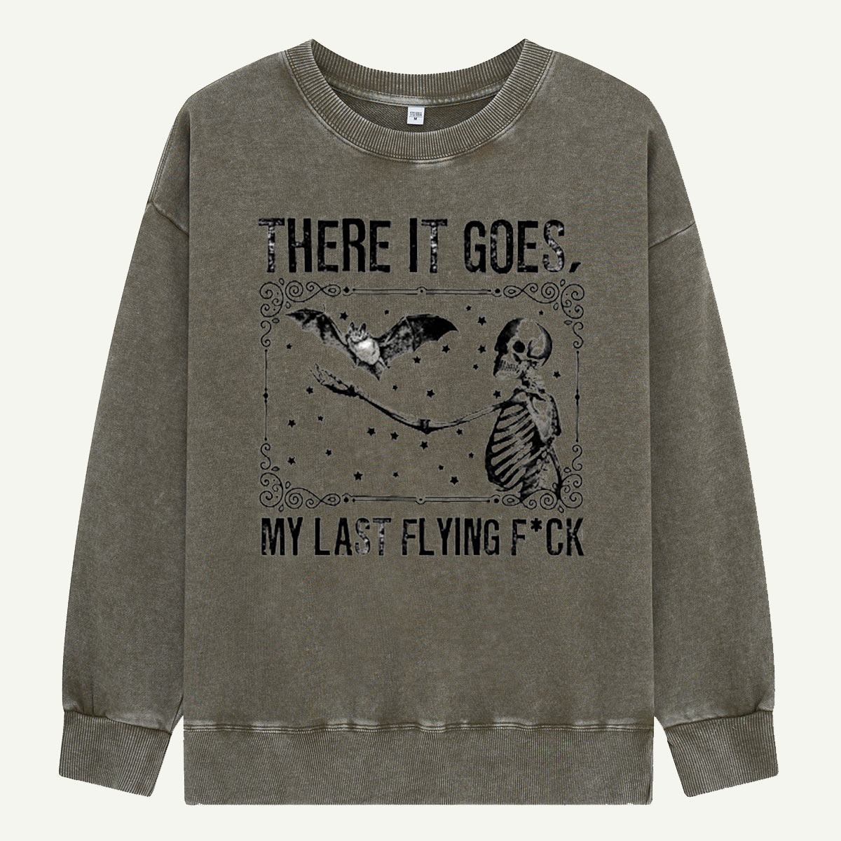 Last Flying Bat Skeleton Washed Sweatshirts