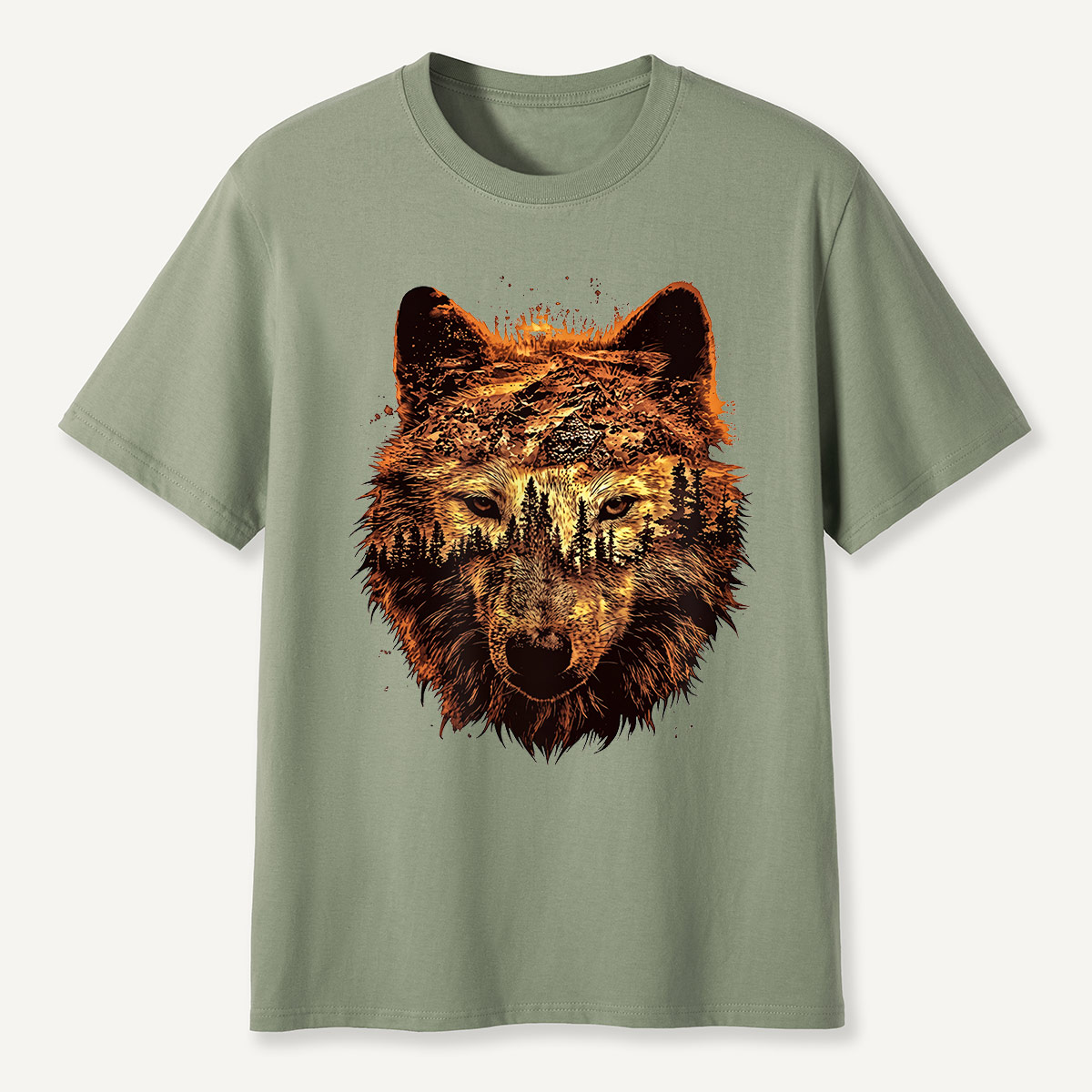 Double Exposure Wolf Forest T-Shirt