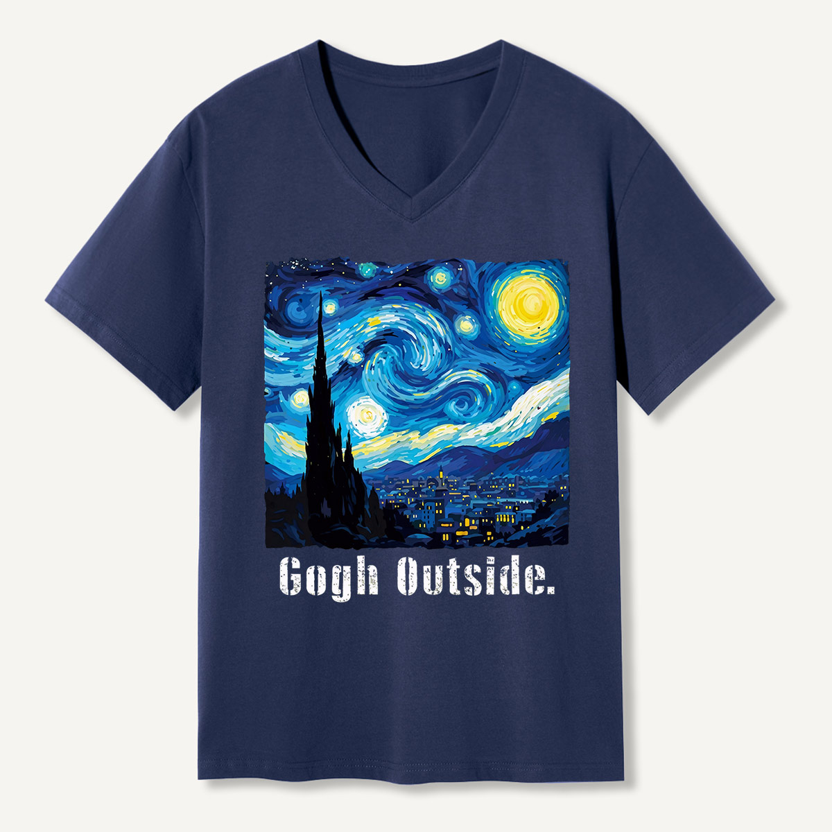 Swirl Night Sky Gogh Outside V-neck T-Shirt