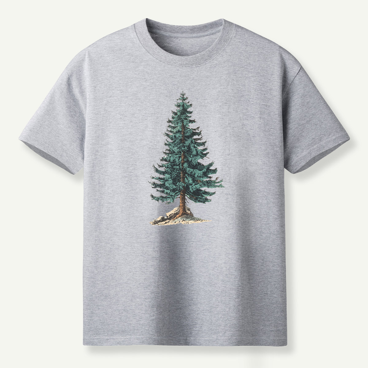 Lone Evergreen Tree Botanical Sketch T-Shirt