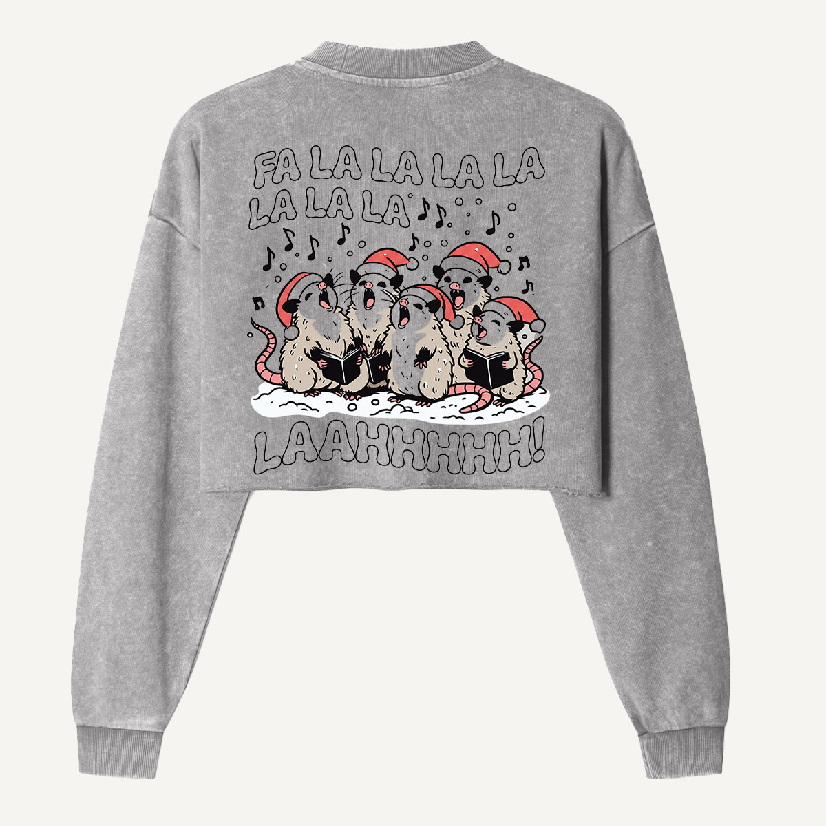 Fa La La La La Laah Christmas Animals Women's Washed Cropped Sweatshirt