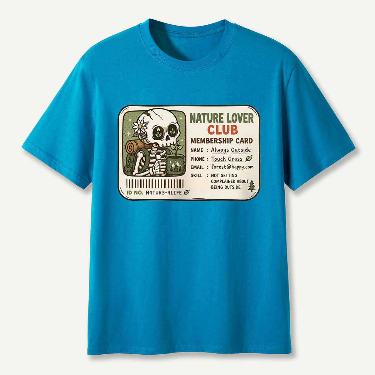Nature Lover Club Skeleton Membership Card T-Shirt