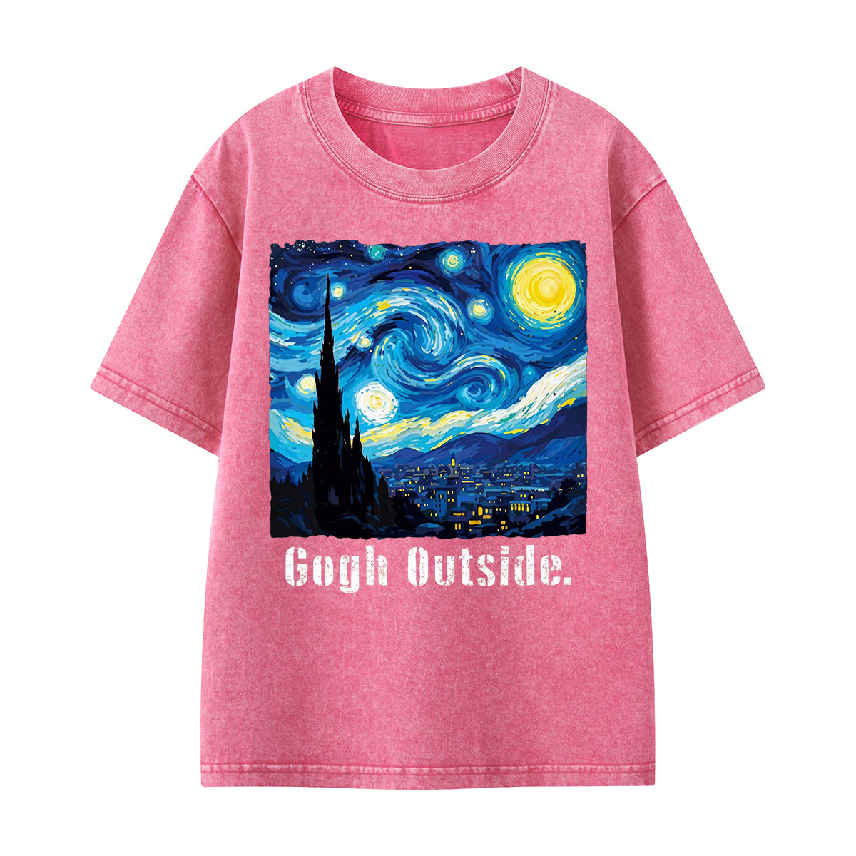 Swirl Night Sky Gogh Outside Kids Washed T-Shirt