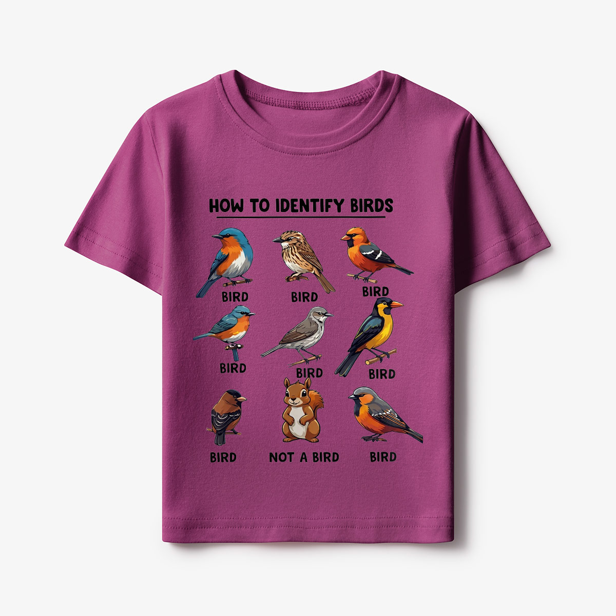 Funny Bird How to Identify Birds Kids T-Shirt