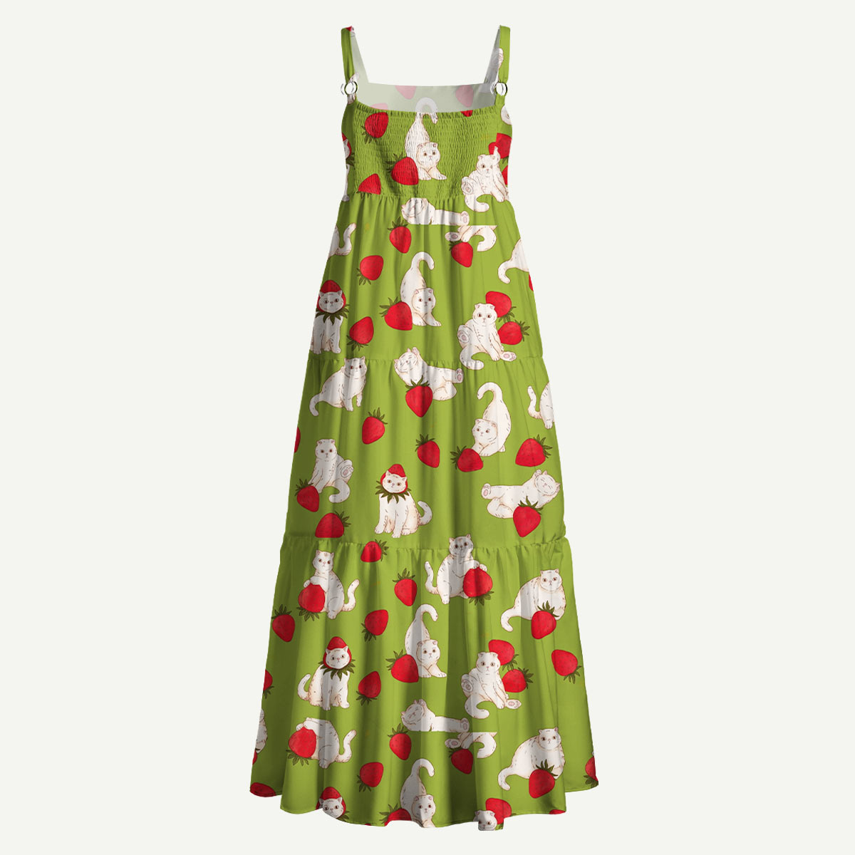 Strawberry Cat Story Straps Maxi Dress With Pockets
