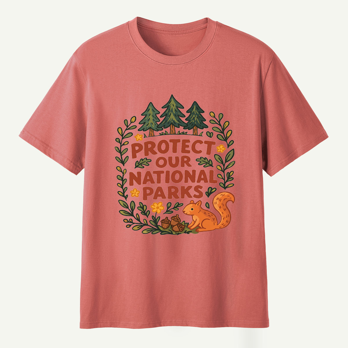Protect Our National Parks Woodland Squirrel Wreath T-Shirt