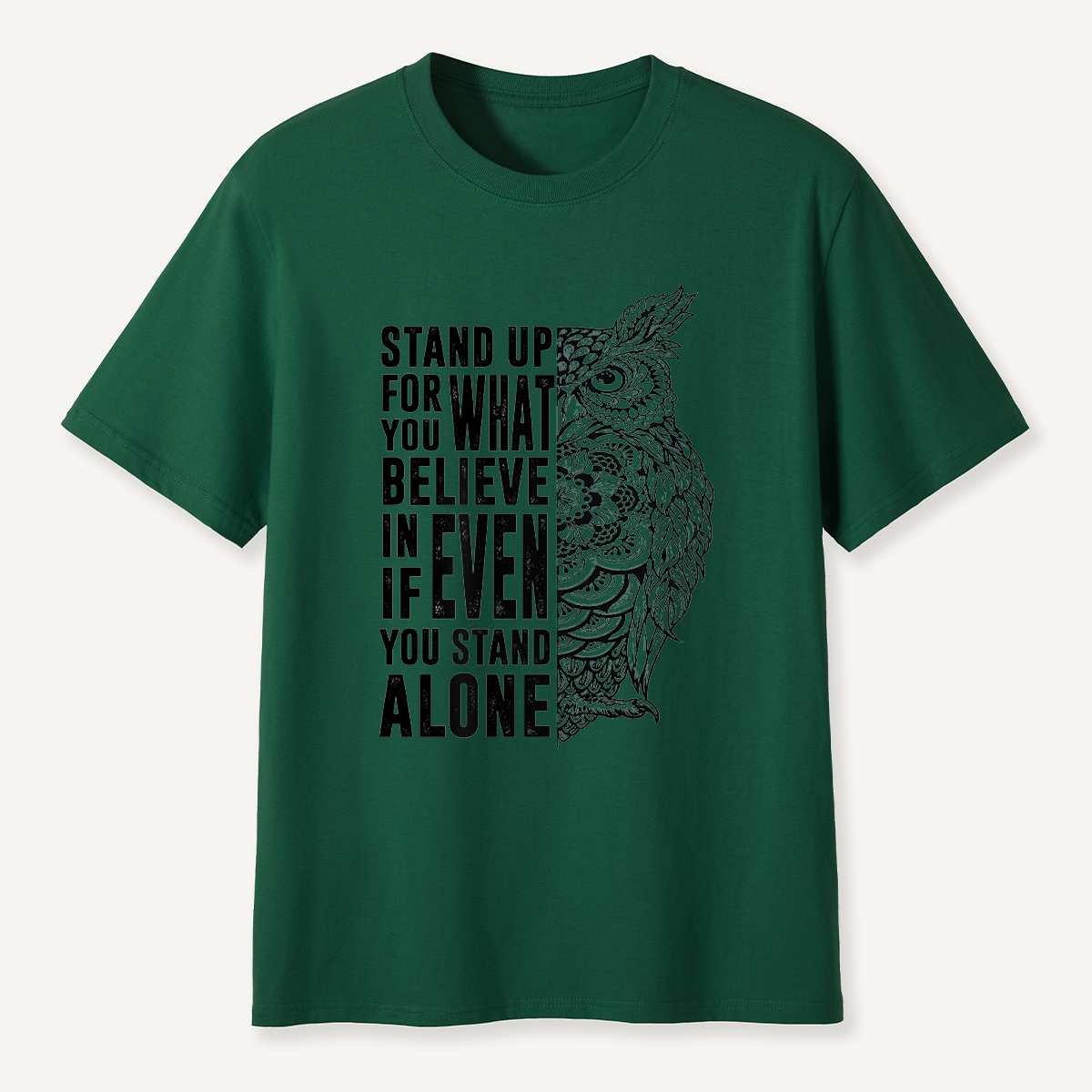 Stand Up for What You Believe Owl Half Mandala T-Shirt