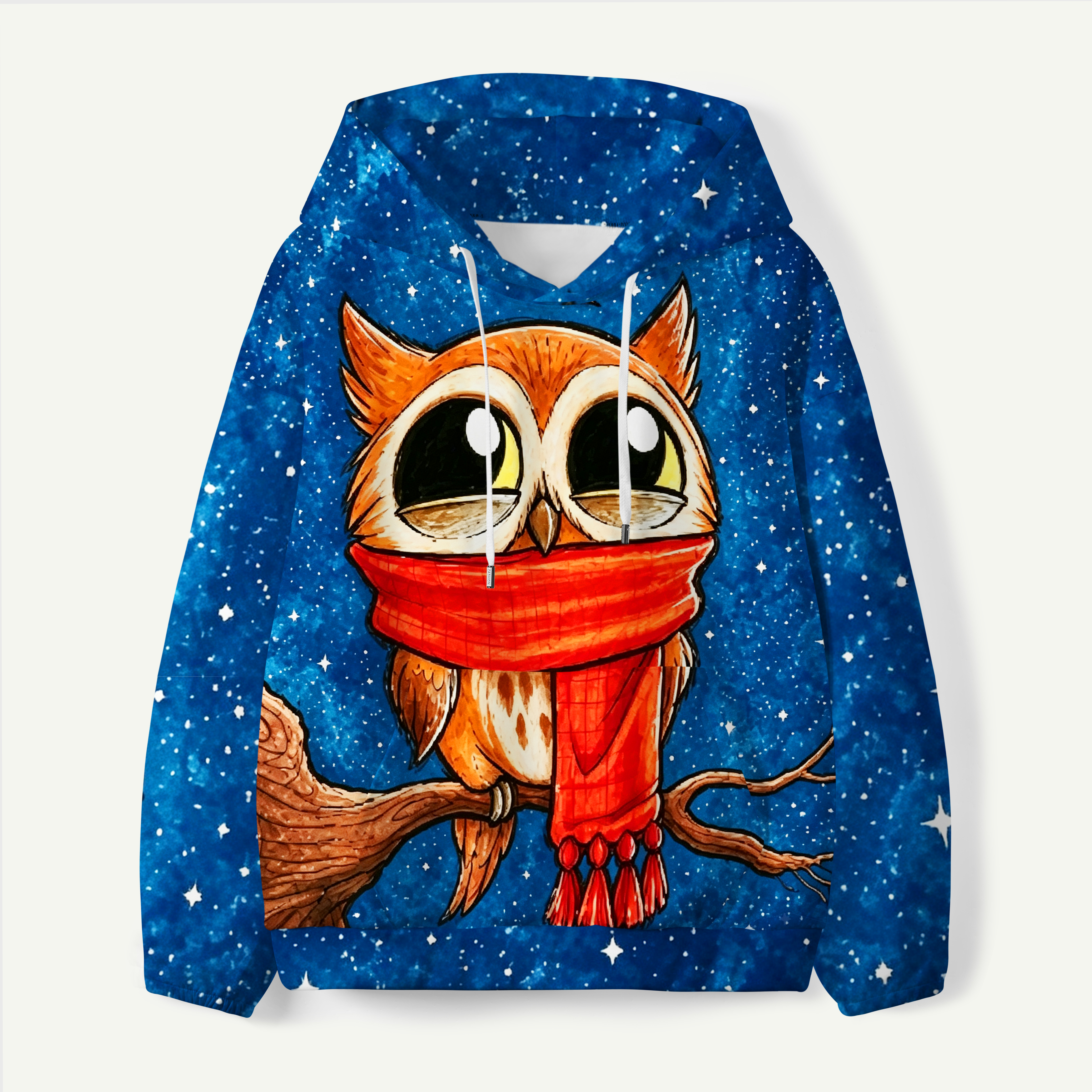 Starry Night Scarf Cat Portrait Kids All-over Printed Hoodie