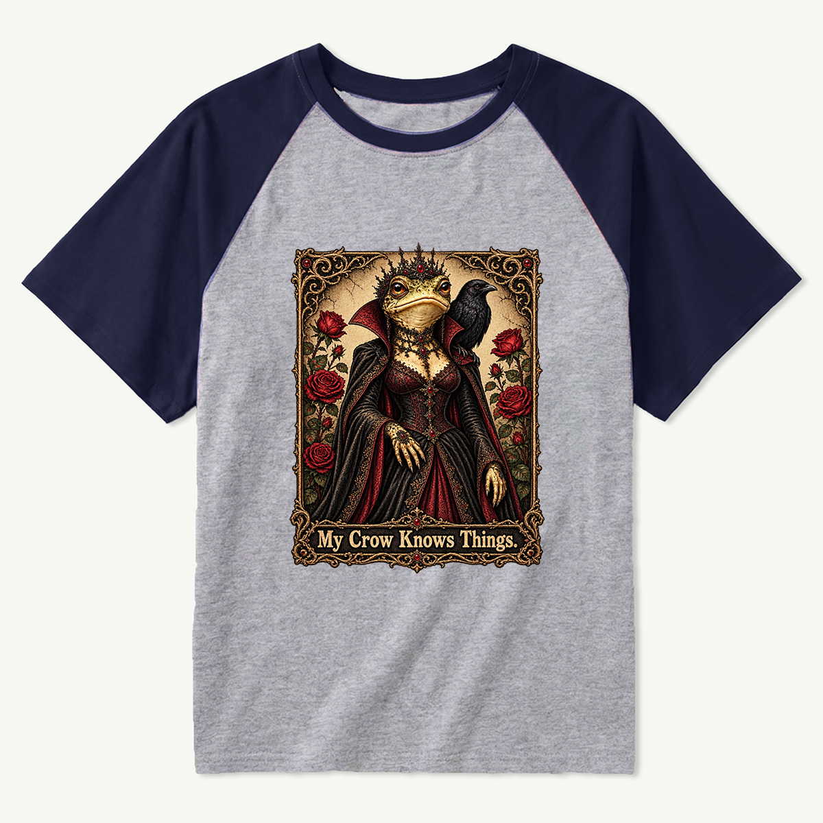 My Crow Knows Things Gothic Frog Witch Raglan T-Shirt