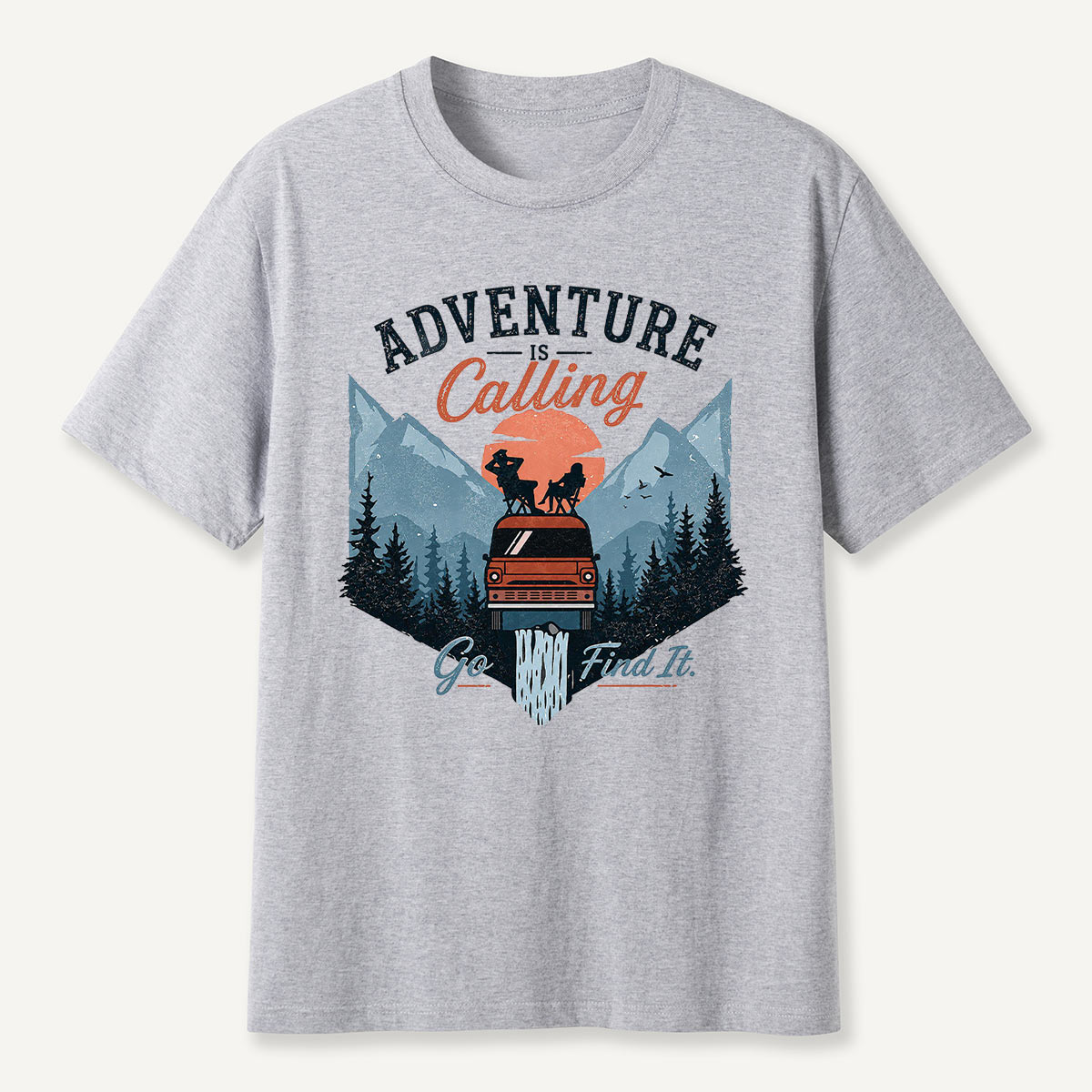 Adventure Is Calling Camper Van Mountain T-Shirt