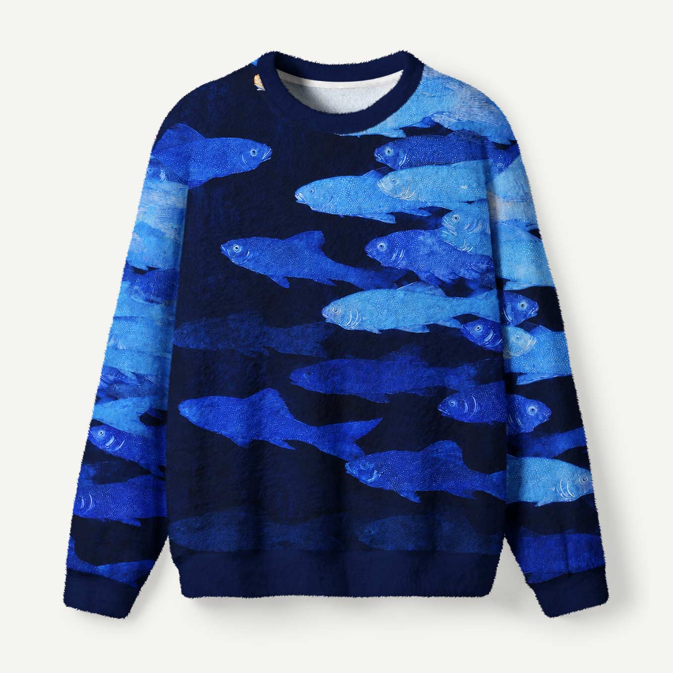 Deep Blue Ocean Waves Layered Coastal Landscape Ugly Fuzzy Fleece Sweatshirt