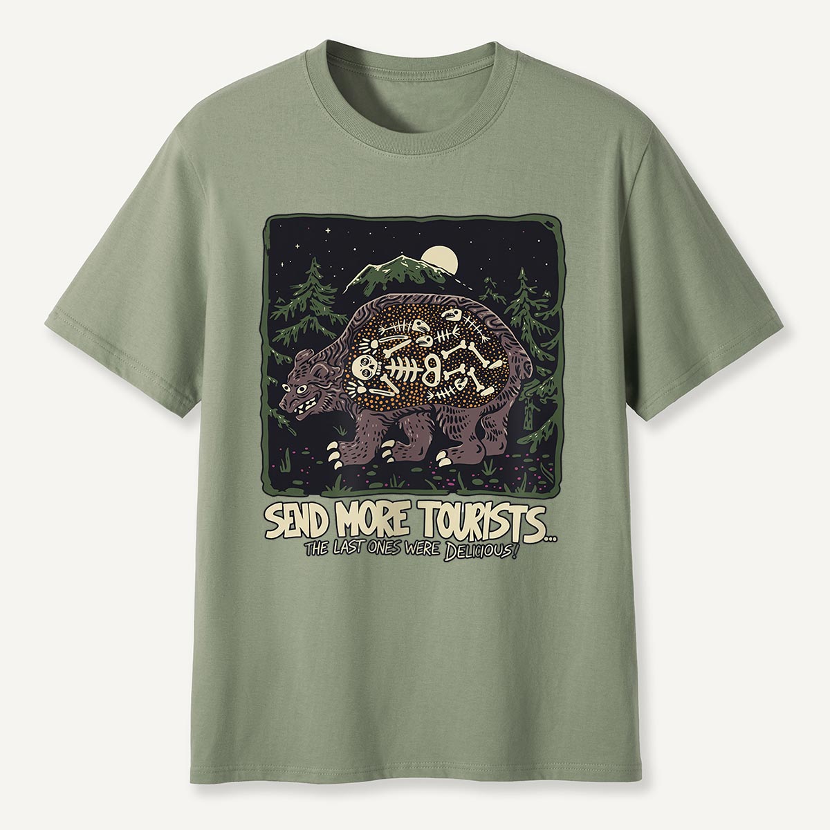 Send More Tourists Bear Skeleton T-Shirt