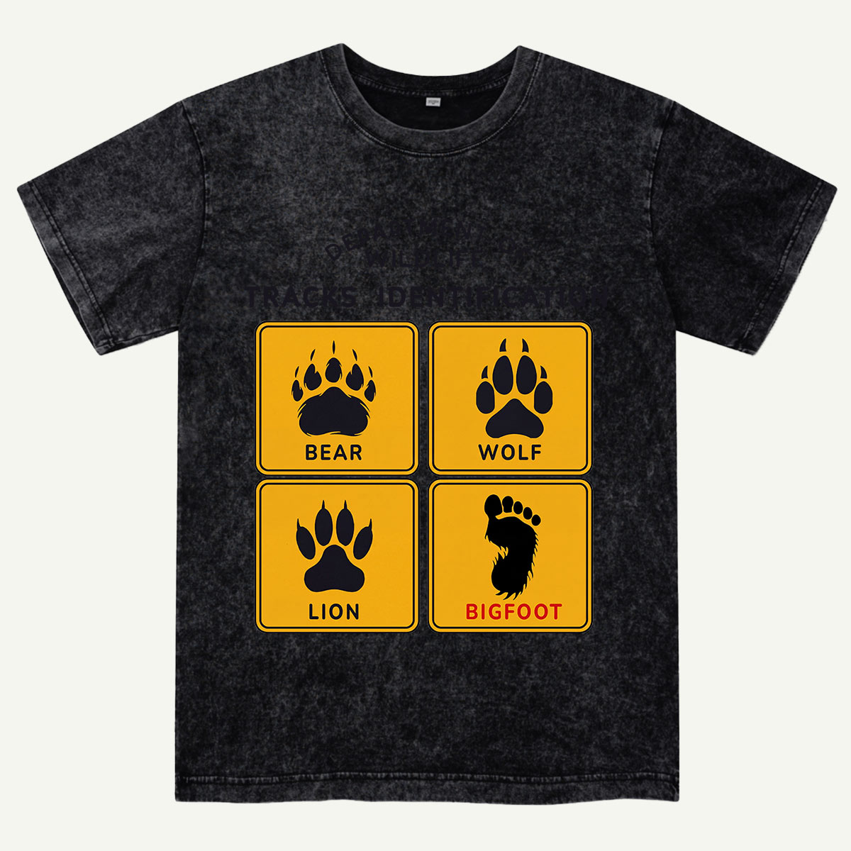  Department of Wildlife Tracks Identification Bear Wolf Lion Cryptids Washed T-Shirt