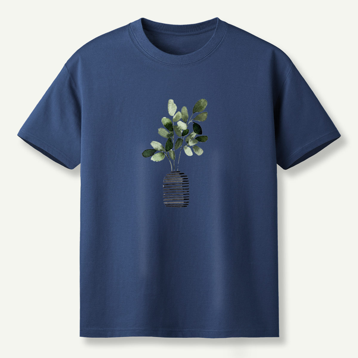 Botanical Leaves In Striped Vase T-Shirt