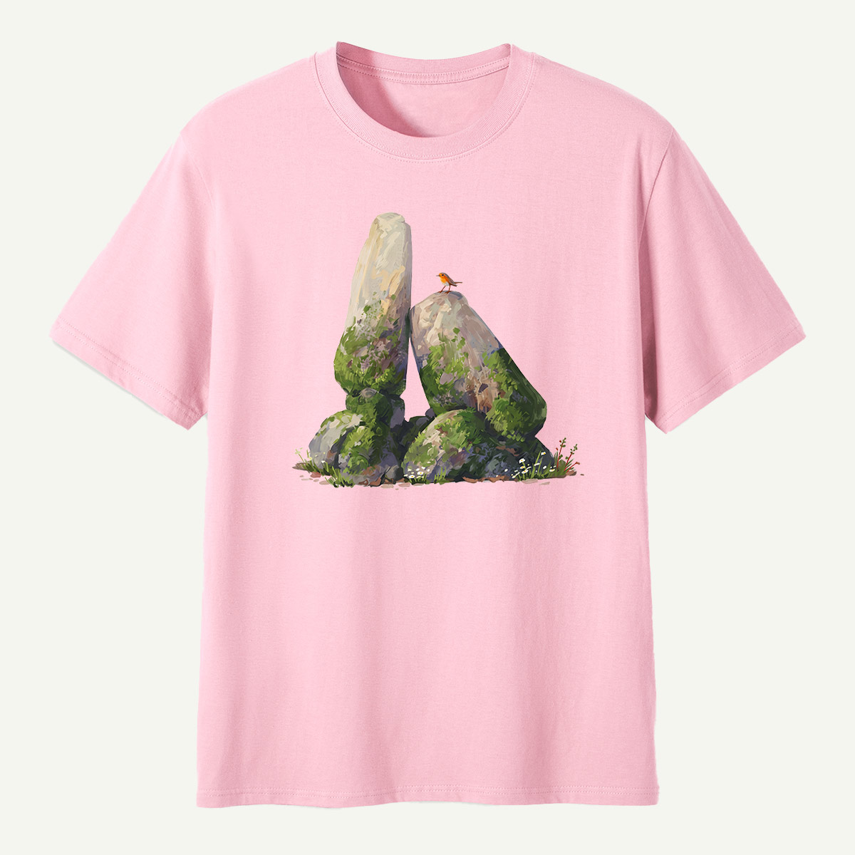 Mossy Standing Stones Woodland Scene T-Shirt