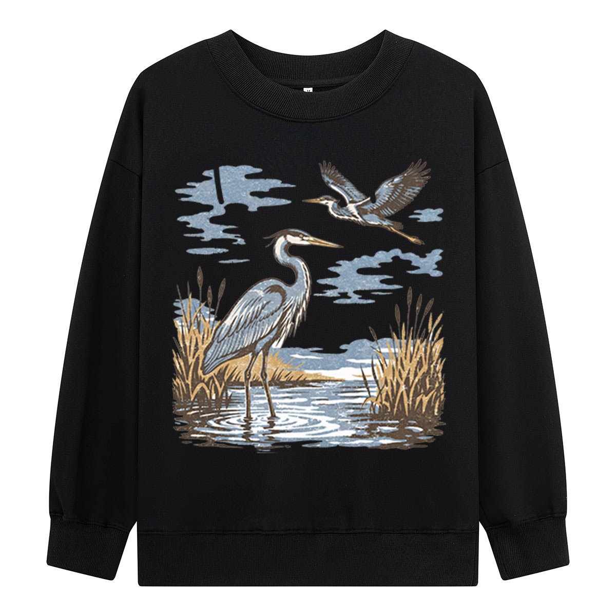 Vintage Heron Wetland Bird Nature Sweatshirts