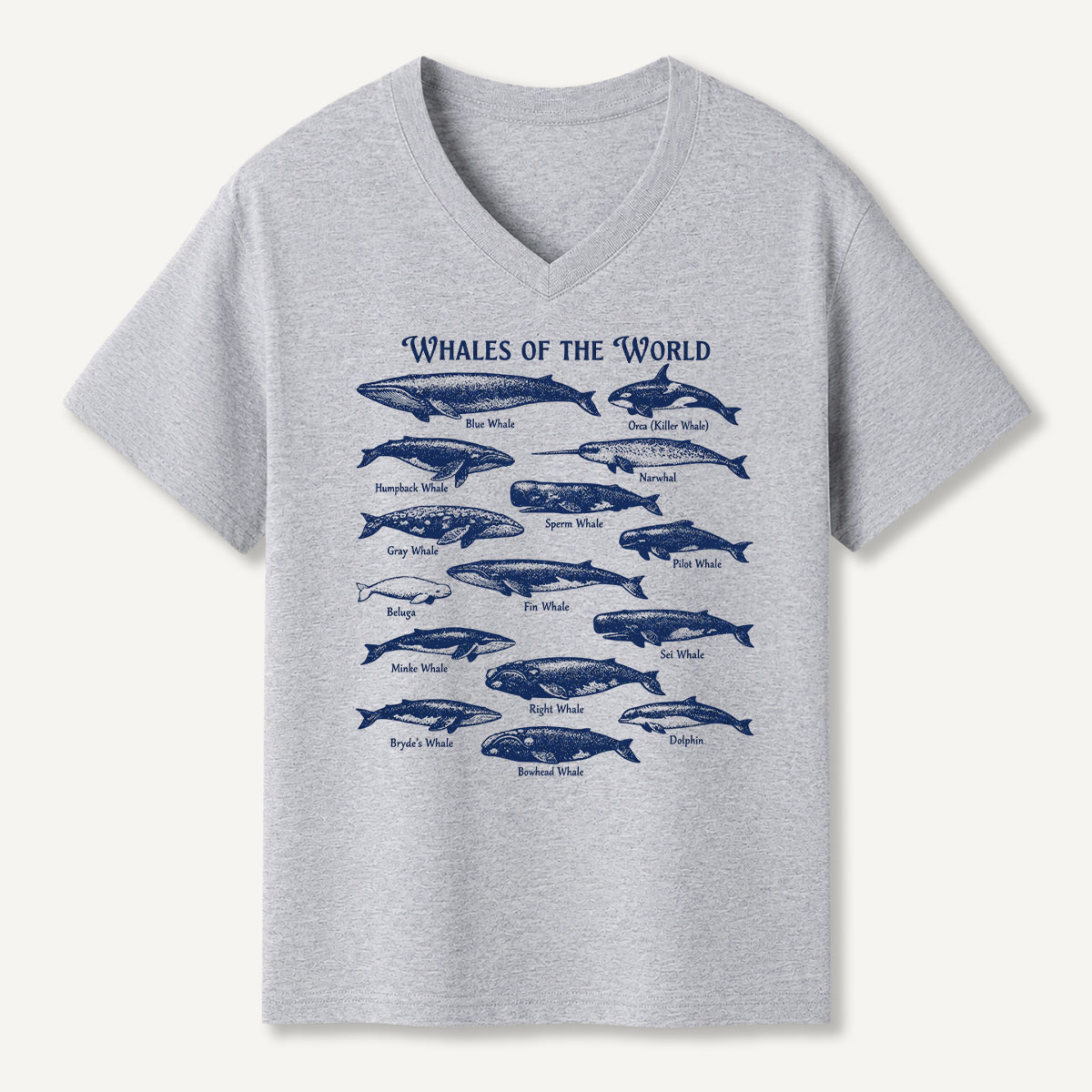 Whales Of The World Marine Guide V-neck T-Shirt