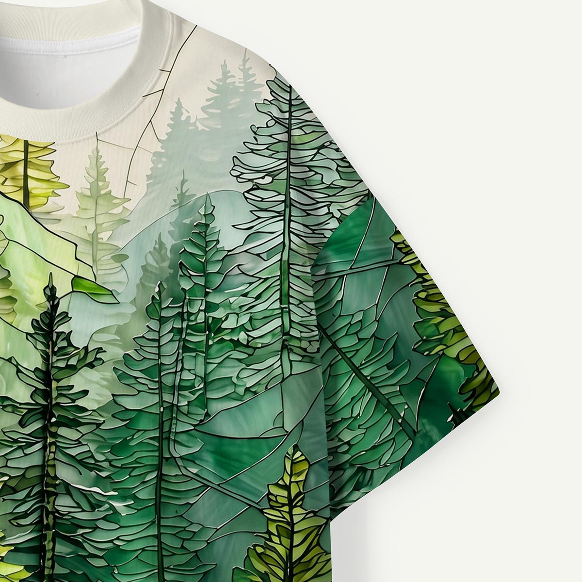 Pine Trees and Mountain Haze Eco All-Over Print T-Shirt
