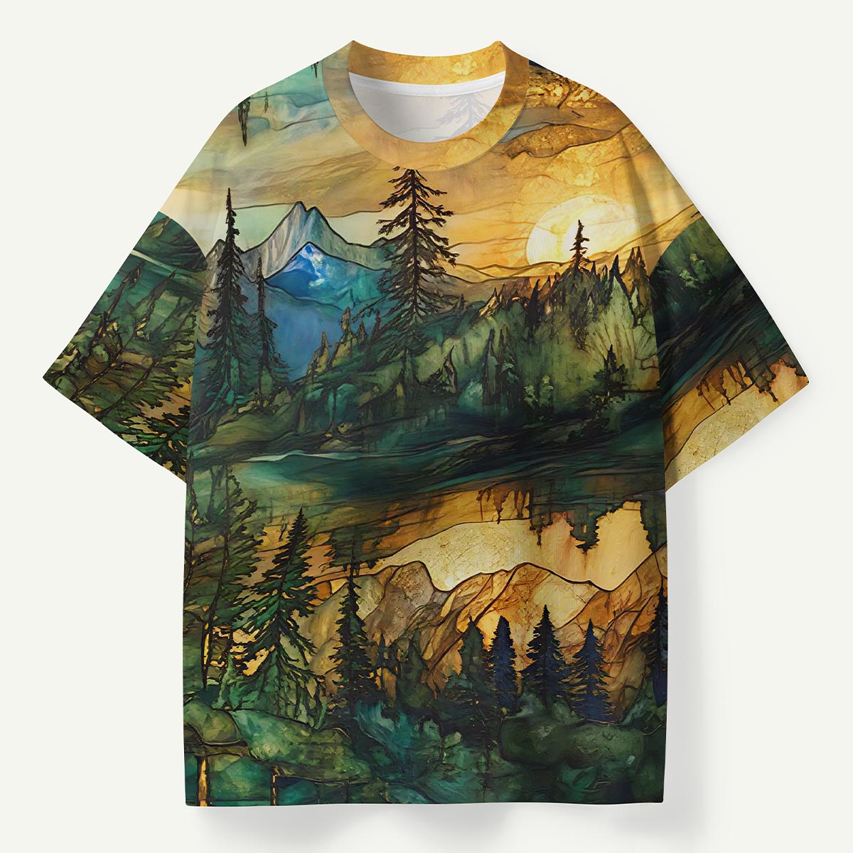 Sunset Alpine Forest Landscap Premium Eco Tee