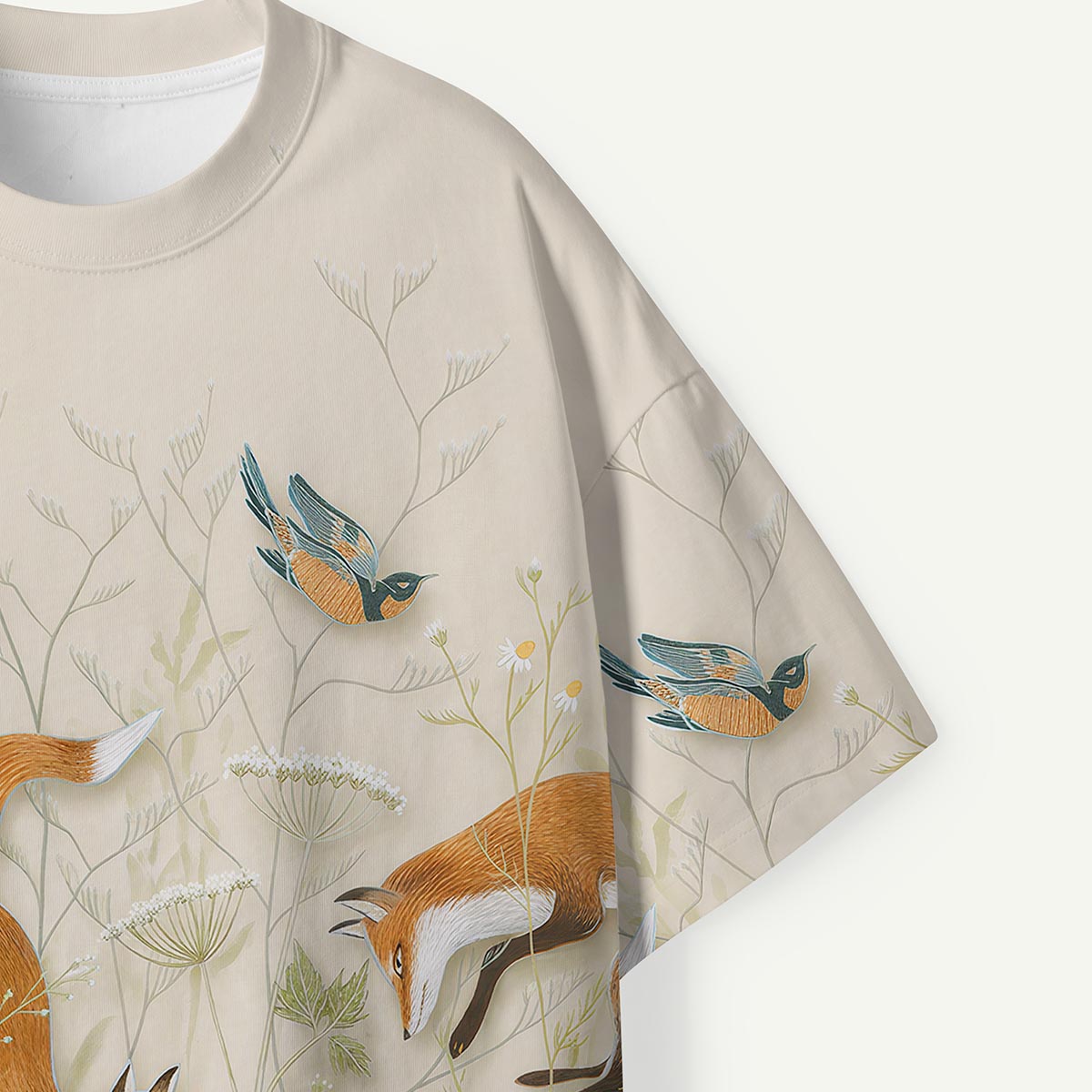 Fox and Wild Birds Botanical Premium Eco Tee