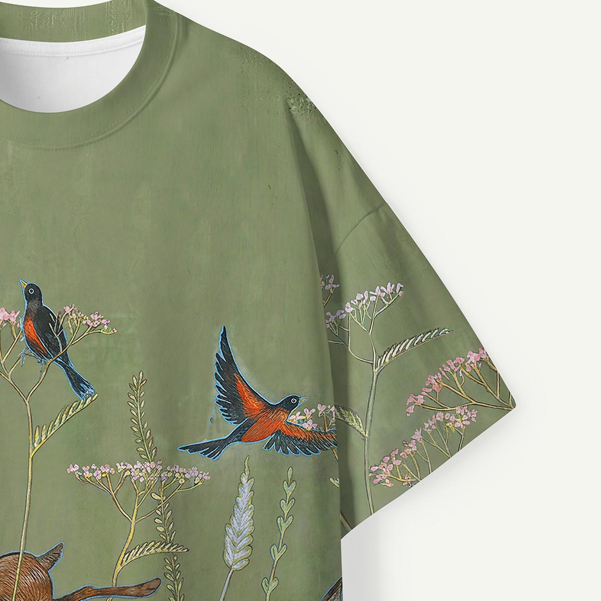 Hare and Wild Birds Meadow Premium Eco Tee