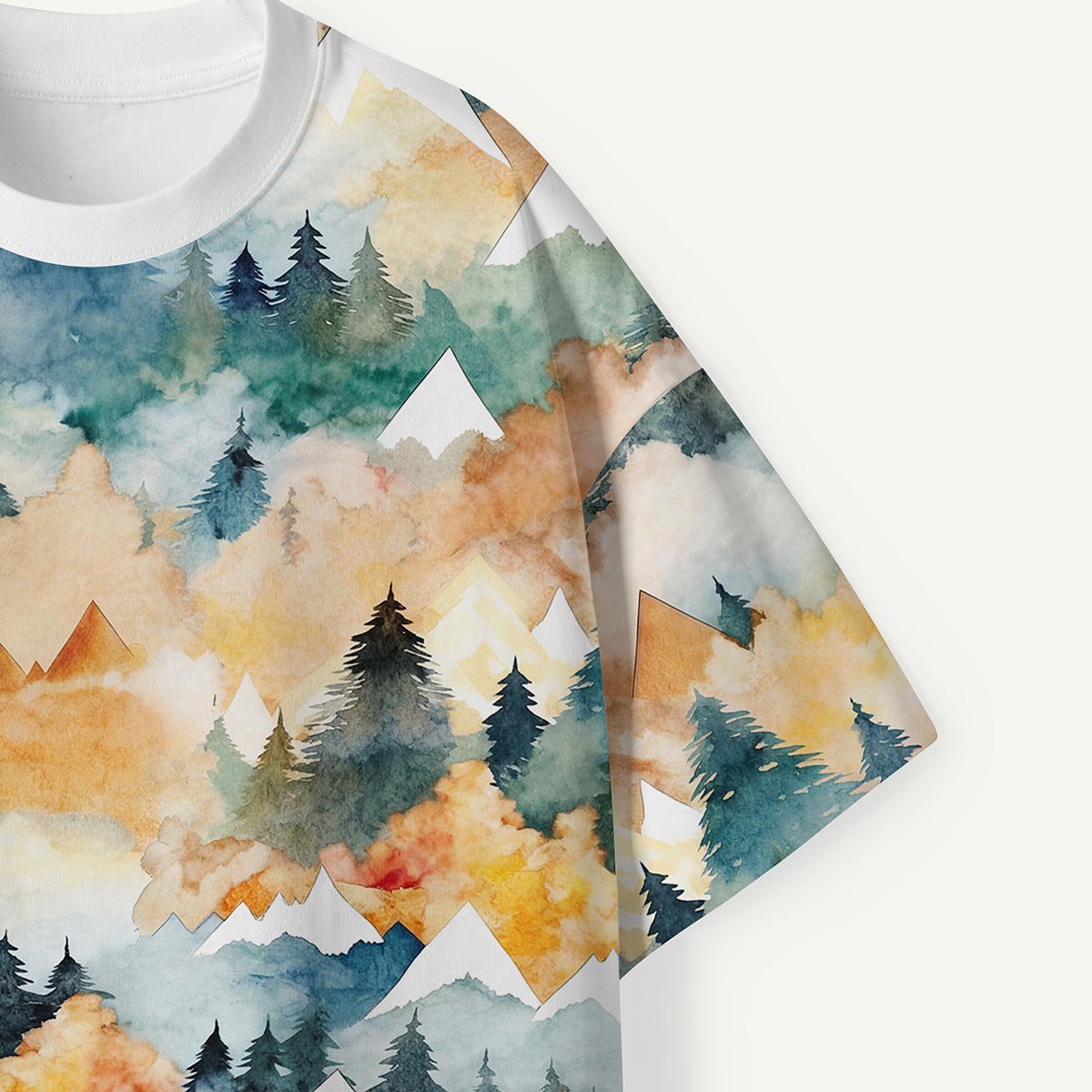 Watercolor Mountain and Pine Forest Premium Eco Tee