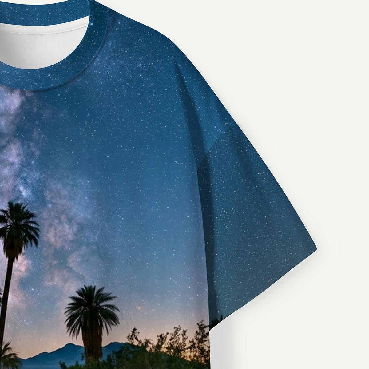 Desert Palm Trees Night Sky Galaxy Premium Eco Tee