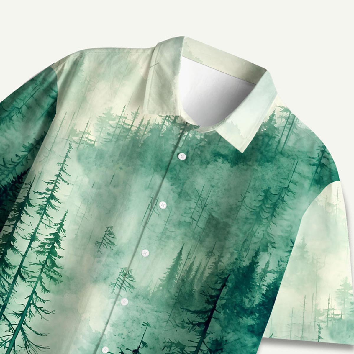 Misty Pine Forest Hawaii Button Up Pocket Shirt