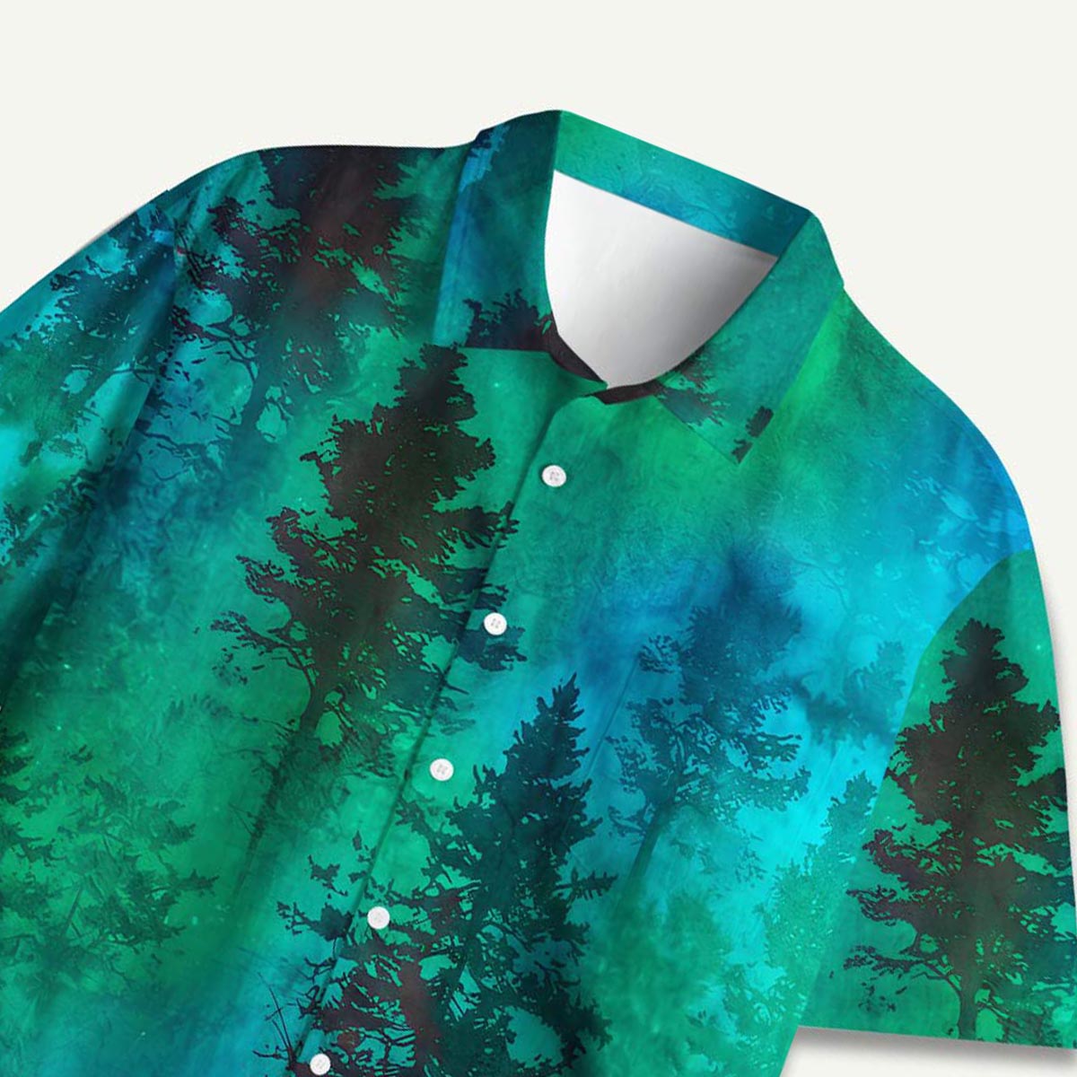 Nature Glowing Forest Tree Hawaii Button Up Pocket Shirt