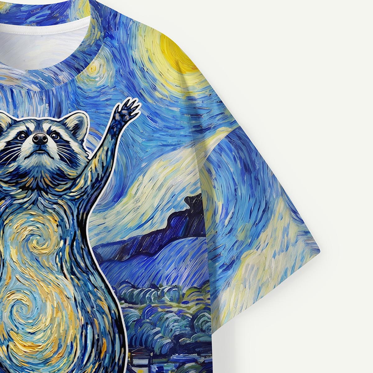 Raccoon Swirl Night Sky Field Let It Gogh Premium Eco Tee